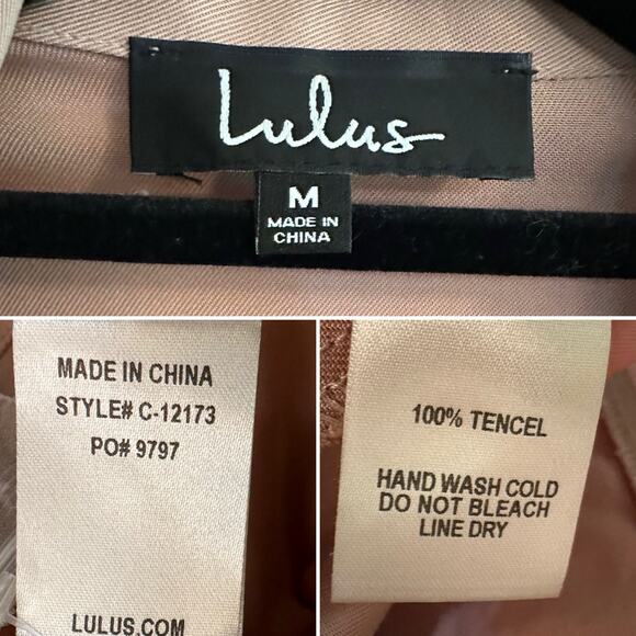 Lulu’s Lucky Break Beige Oversized Jacket Size Medium Drapey Pockets Trench - Picture 3 of 6